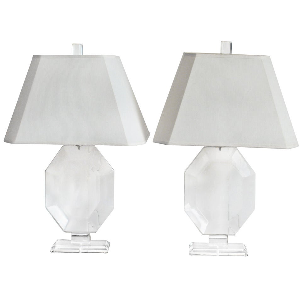 Pair Of Lucite Lamps In The Style Of Karl Springer