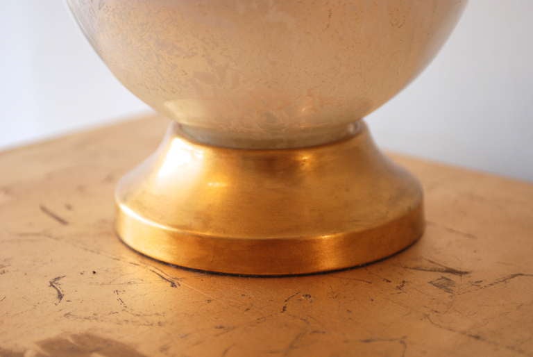 Pair of White and Gold Crackle Glass Table Lamps 3