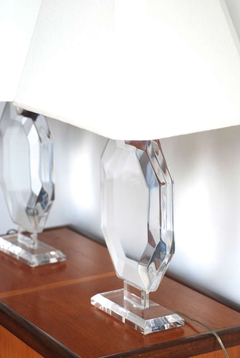 Pair Of Lucite Lamps In The Style Of Karl Springer 4