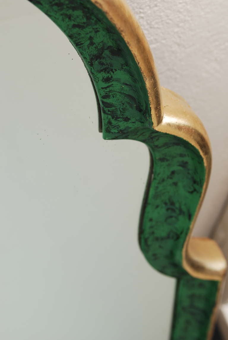 Gold Leaf with Faux Malachite Inlay Mirror 3