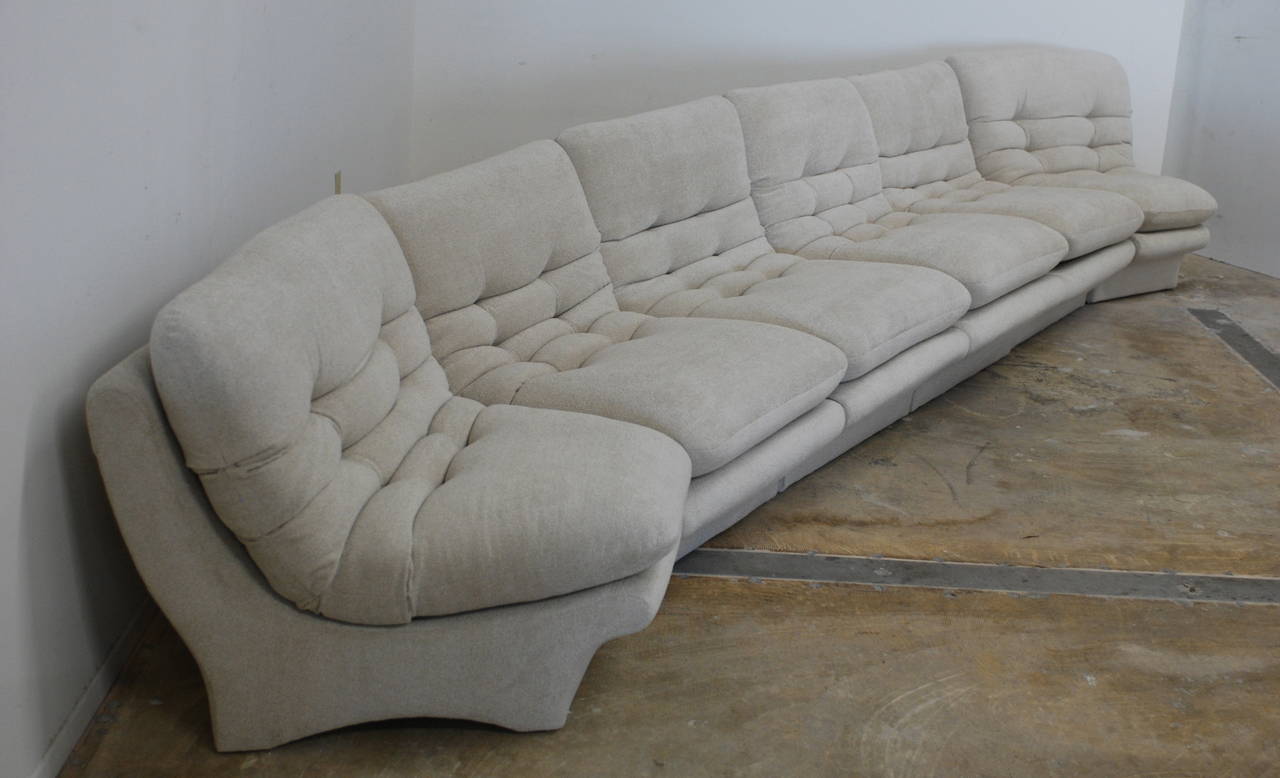 20th Century Low Slung 1970s Style Sectional Sofa