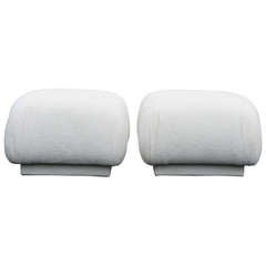 Pair of Souffle Poufs in the manner of Karl Springer