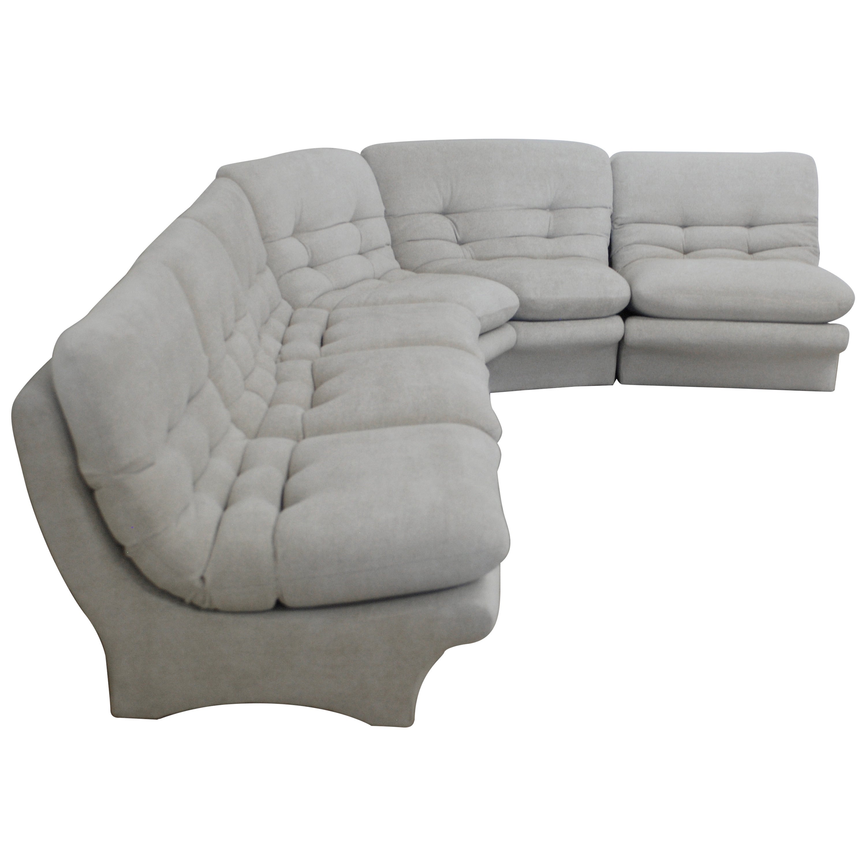 Low Slung 1970s Style Sectional Sofa