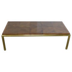 Mastercraft Brass and Walnut Dining Table with Leaf by Bernhard Rohne 3
