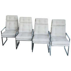 Set of Four 1970s Chrome Highback Dining Chairs 1
