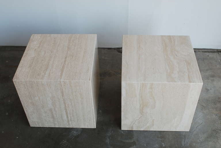travertine cube side table