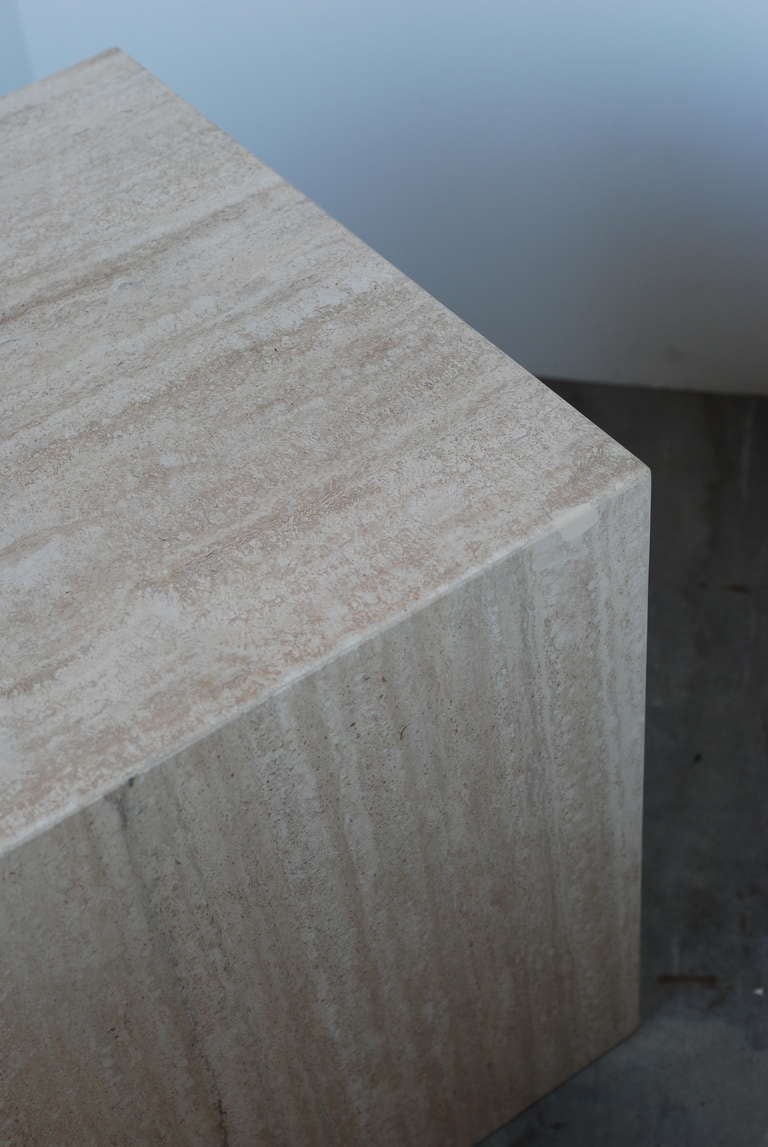 Pair of Travertine  Cube End Tables 3