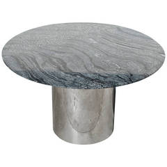 Vintage Knoll Table Drum Base with Black Kenya Marble Top