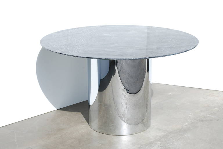 Late 20th Century Knoll Table Drum Base with Black Kenya Marble Top
