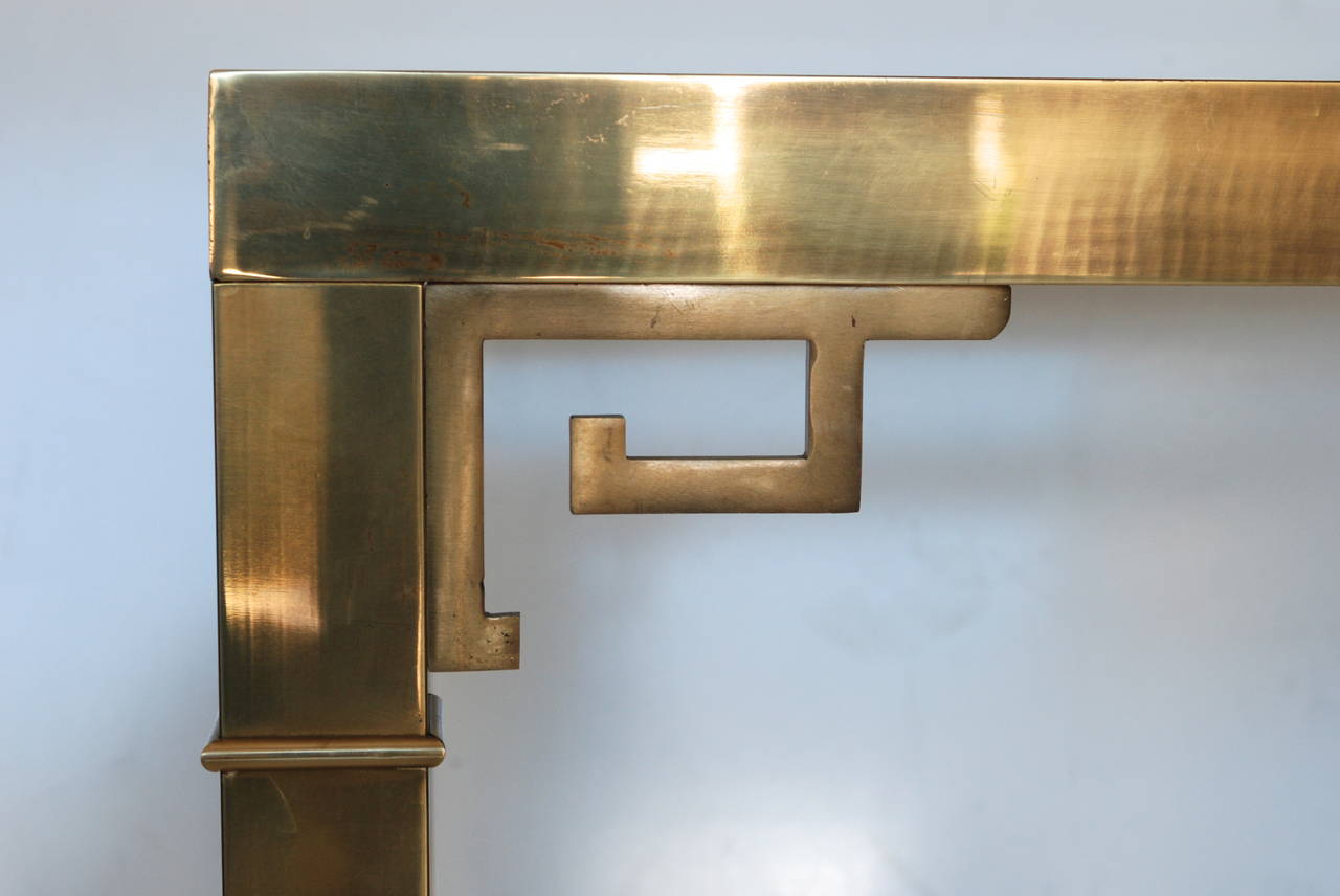20th Century Mastercraft Brass Greek Key Console
