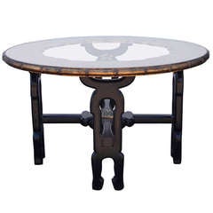 Asian Style Gilded and Ebonized Round Center Table