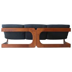 Sculptural Modern Walnut Sofa by Lou Hodges for California Design Group