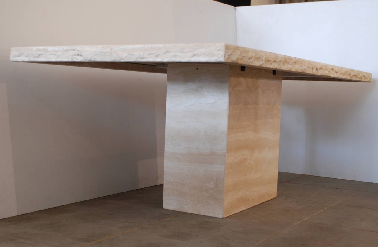 Italian Travertine Dining Table In Excellent Condition In Palm Springs, CA