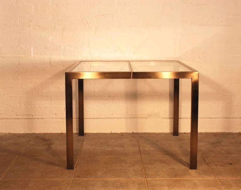 Milo Baughman Antique Brass Extension Dining Table at 1stDibs