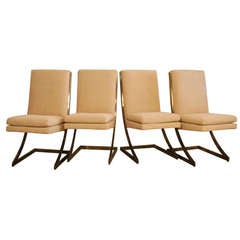 Milo Baughman Brushed Brass Z Chairs