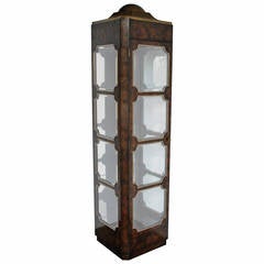 Brass and Burl Vitrine or Display Cabinet