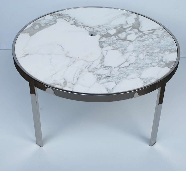 American Marble and Chrome Side Tables with Grommets
