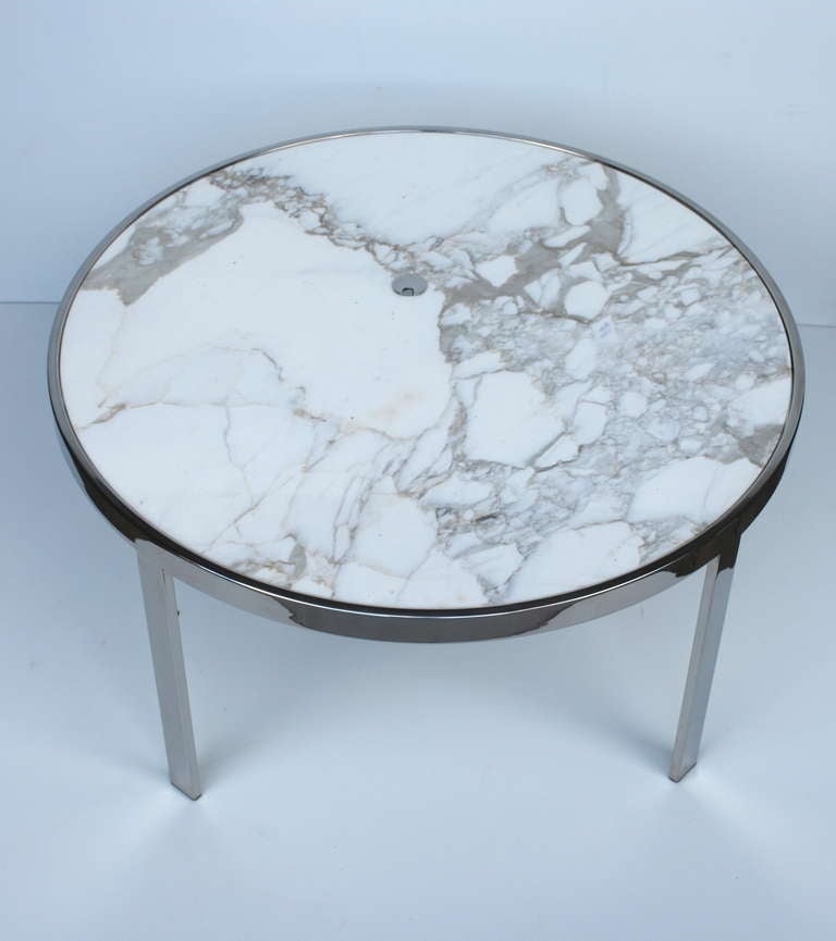 Late 20th Century Marble and Chrome Side Tables with Grommets