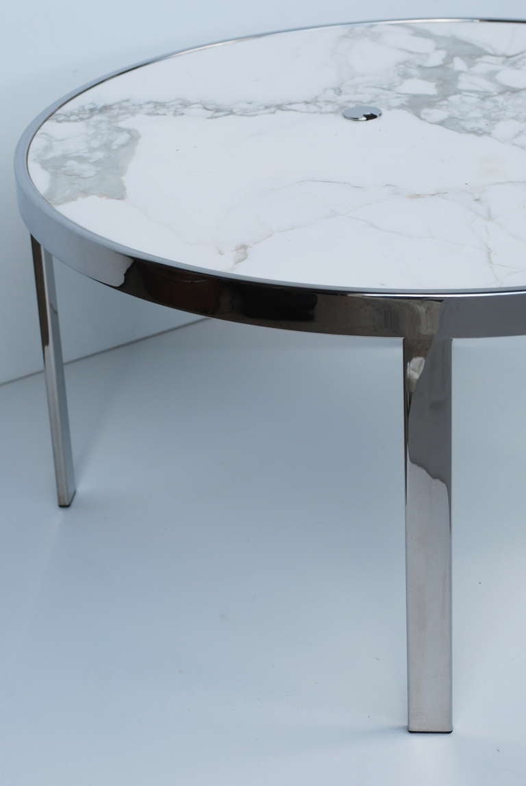 Marble and Chrome Side Tables with Grommets 3