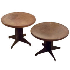 Matched Pair of Bacolite and Steel Side Tables, English 1930s