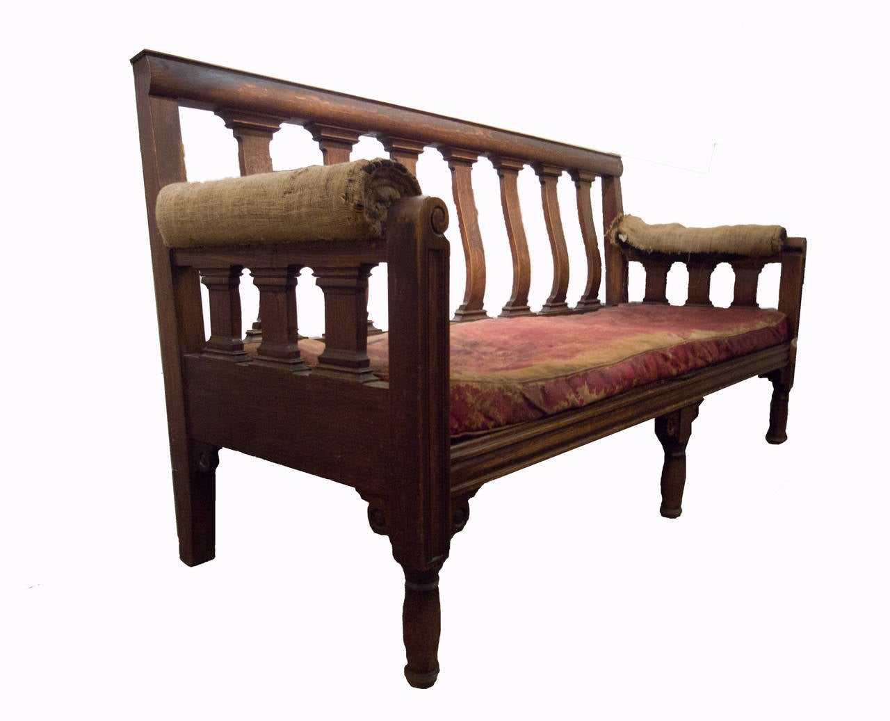 English Oak and Leather Bench, circa 1860 In Good Condition For Sale In Gloucestershire, GB