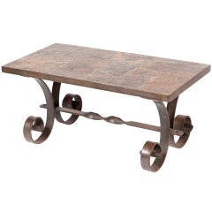Wrought Iron and Slate Coffee Table