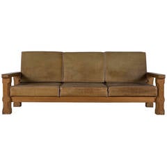 Oak and Leather Arts & Crafts Sofa