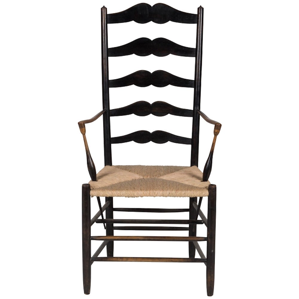 Ebonized Ash Ladderback Armchair by Earnest Gimson For Sale