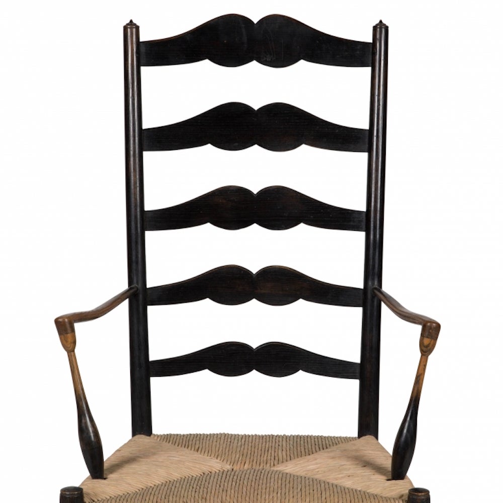 Great Britain (UK) Ebonized Ash Ladderback Armchair by Earnest Gimson For Sale