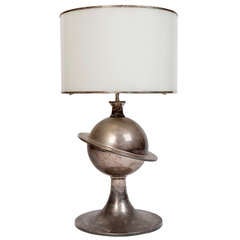 Vintage Silver Plated Planet Lamp with Original Shade
