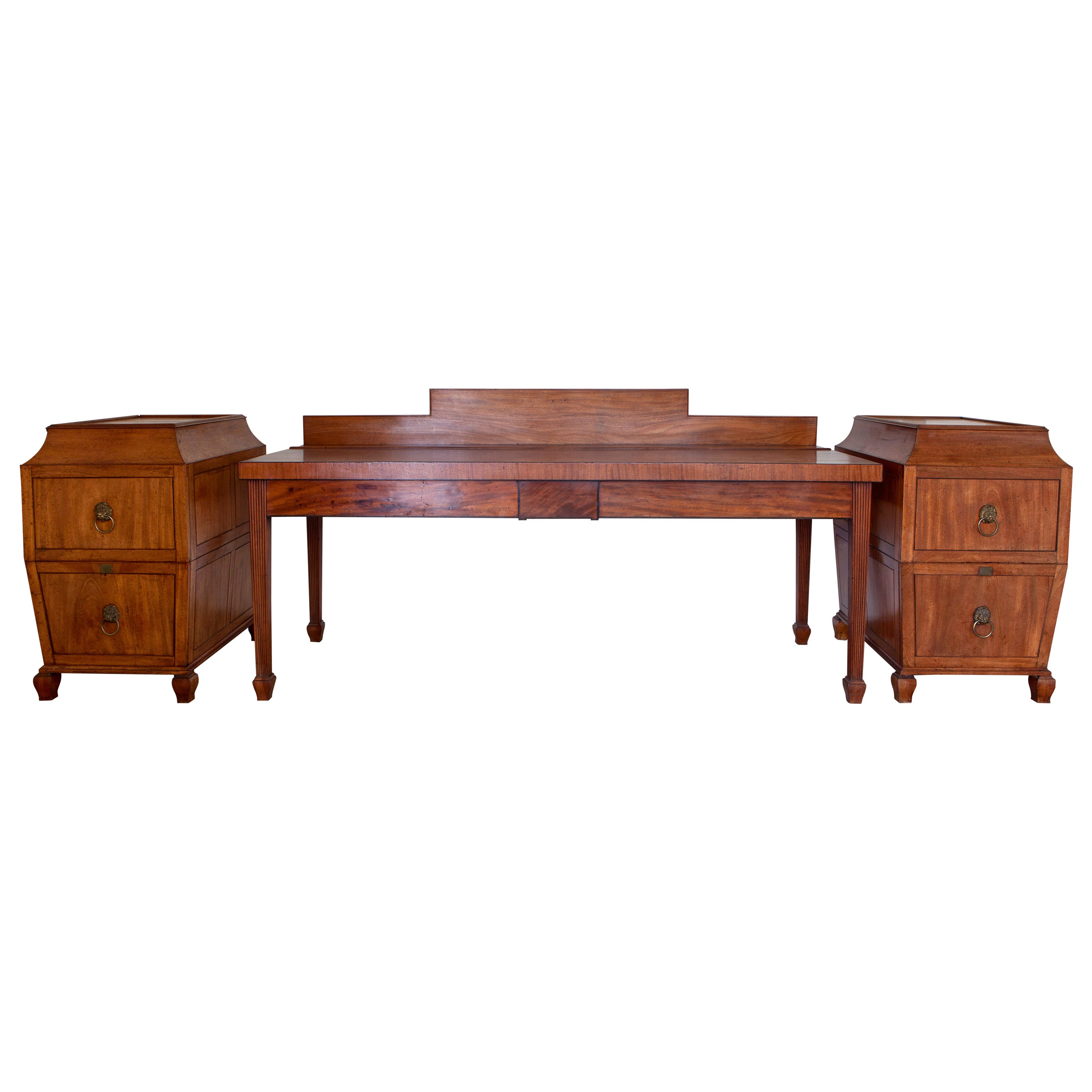Pair of Mahogany Wine Coolers and Serving Table, circa 1810 For Sale