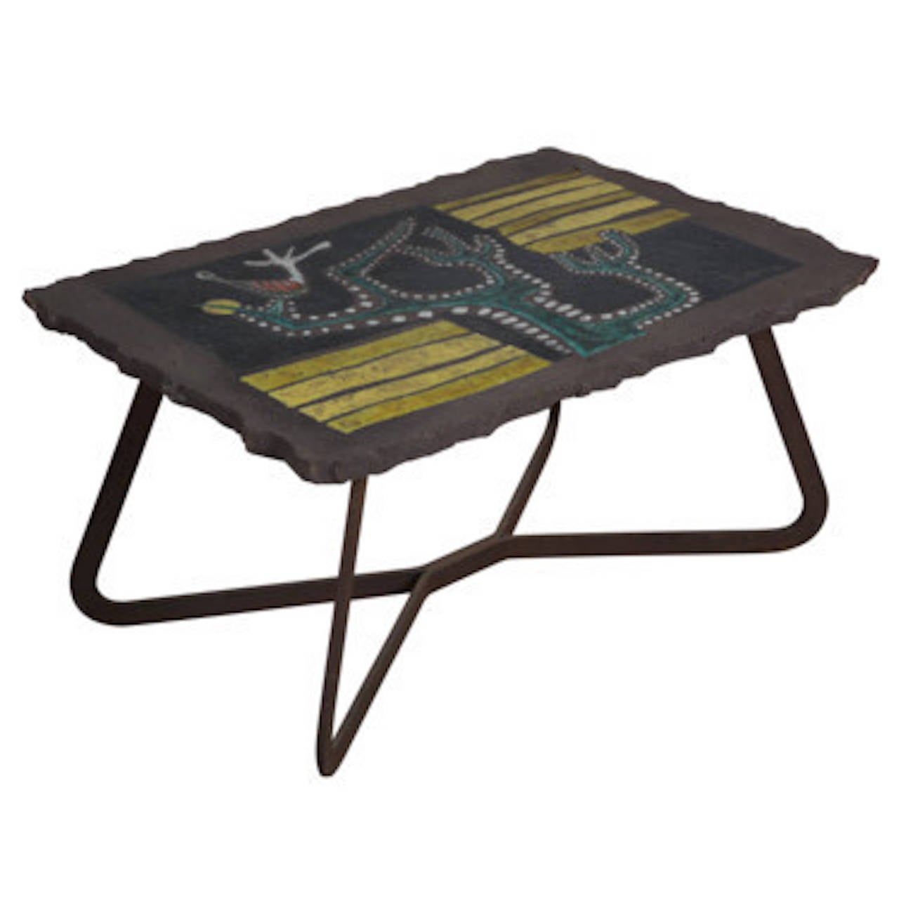 Enamel on Pumice Stone Coffee Table, circa 1950