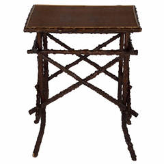 Rustic Burr Wood Side Table, circa 1890