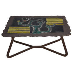 Enamel on Pumice Stone Coffee Table, circa 1950