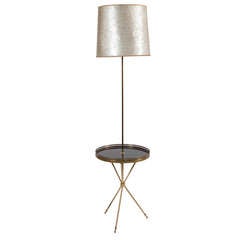 Lucite and Brass Table 
Lamp with original shade