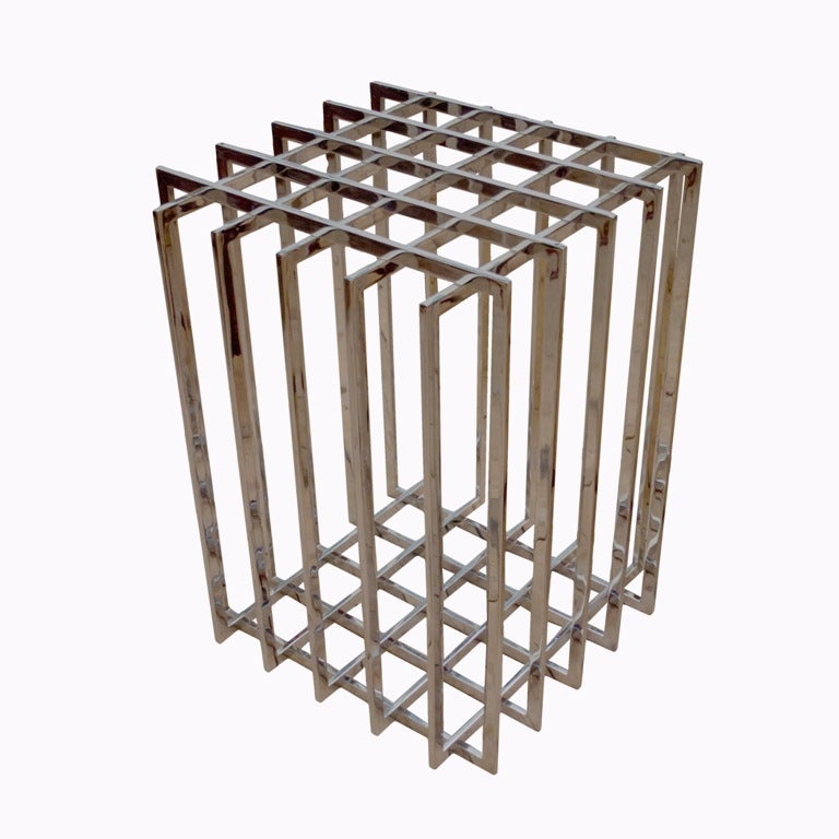 Sculptural grid chrome table base by Pierre Cardin, 1970s.