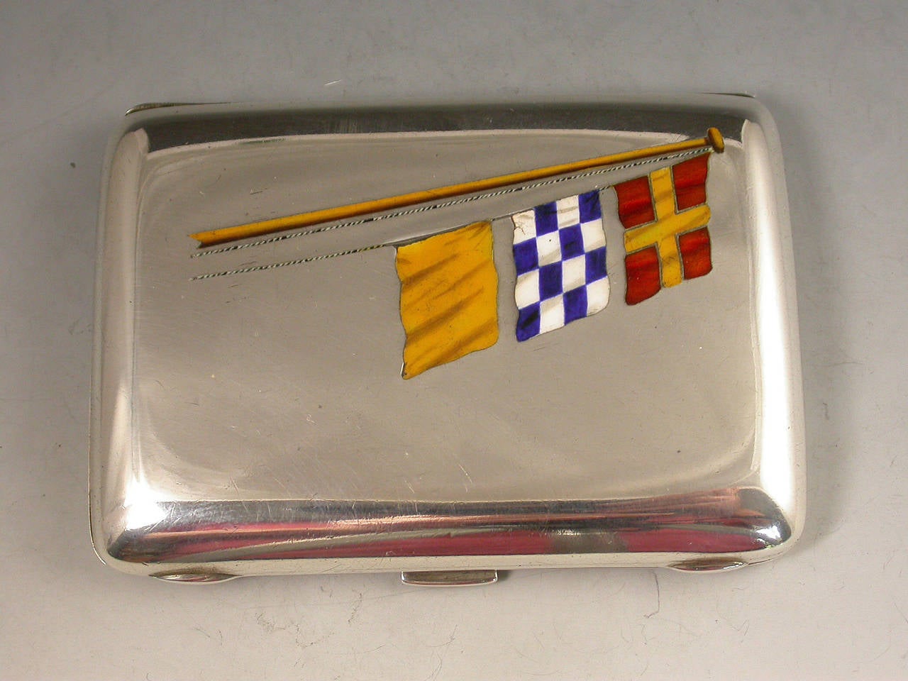 Victorian Silver & Enamel Maritime Flags Cigarette Case