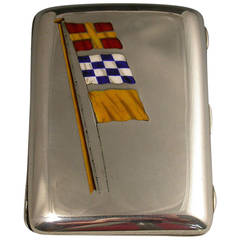 Victorian Silver & Enamel Maritime Flags Cigarette Case