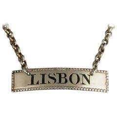 George III Used Silver Wine Label 
Lisbon
