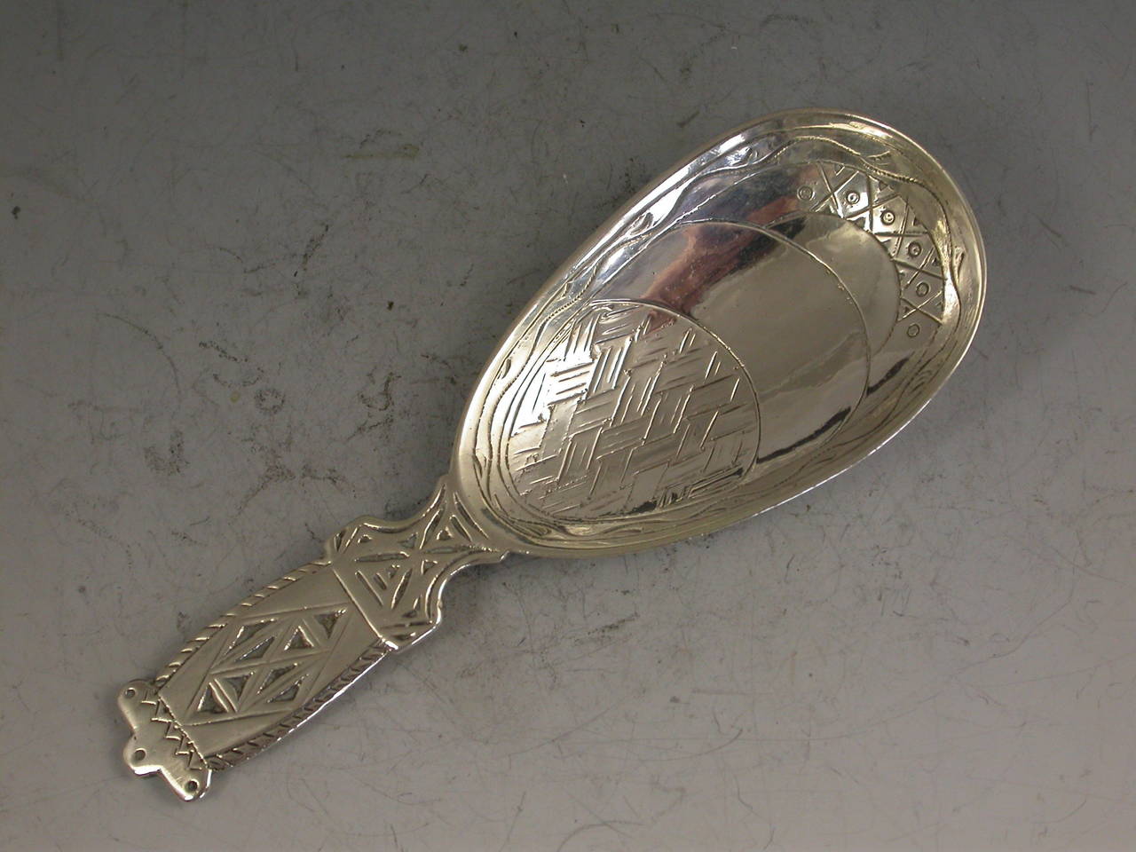George V Arts & Crafts Silver Celtic Design Caddy Spoon