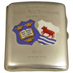 Vintage Edwardian Silver & Enamel Oxford University Polo Club Cigarette Case
