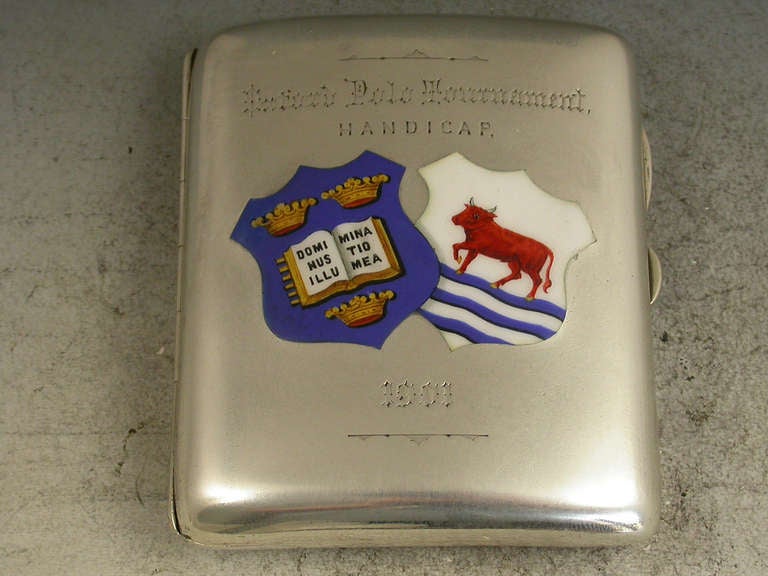 Edwardian Silver & Enamel Oxford University Polo Club Cigarette Case