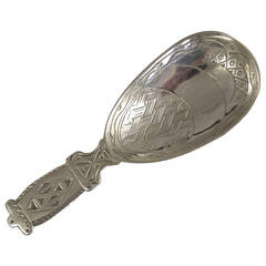 George V Arts & Crafts Silver Celtic Design Caddy Spoon