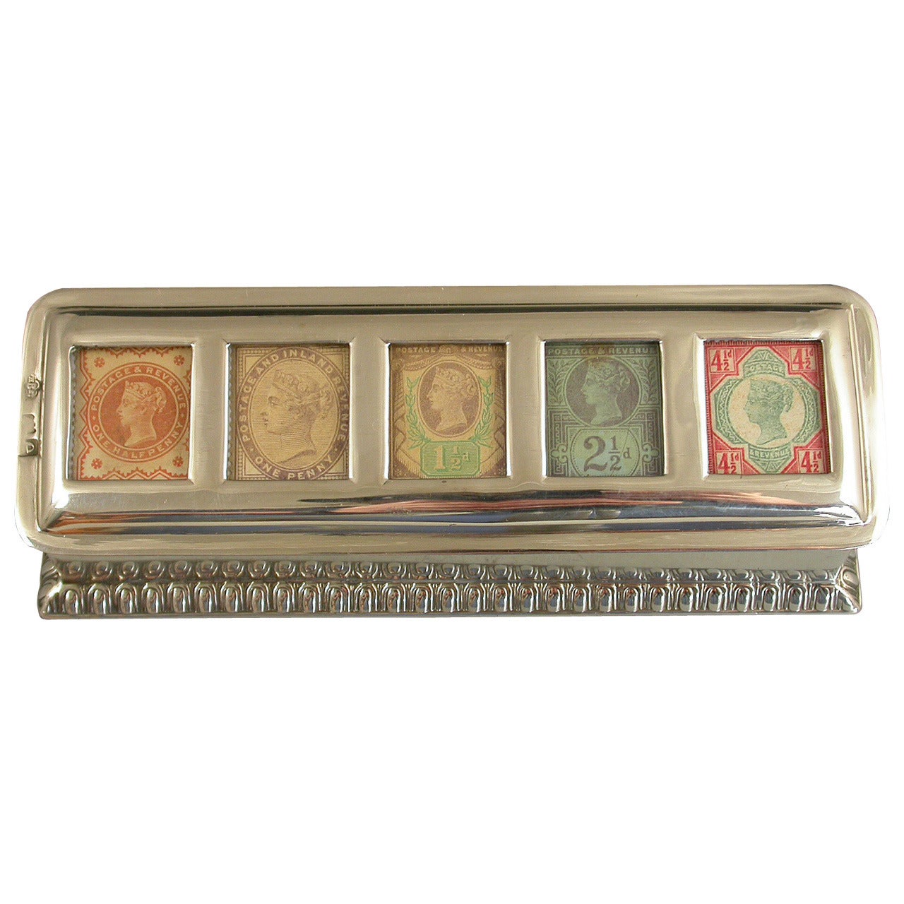 Rare Victorian Antique Silver, Five-Compartment Stamp Box