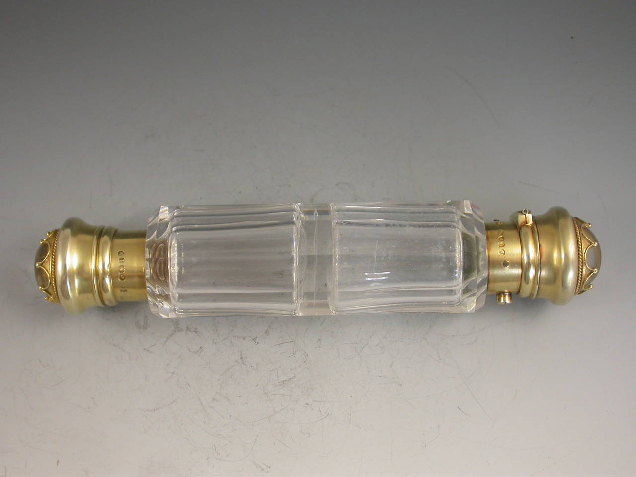 Victorian Silver Gilt and Essex Crystal Double-Ended Scent Bottle