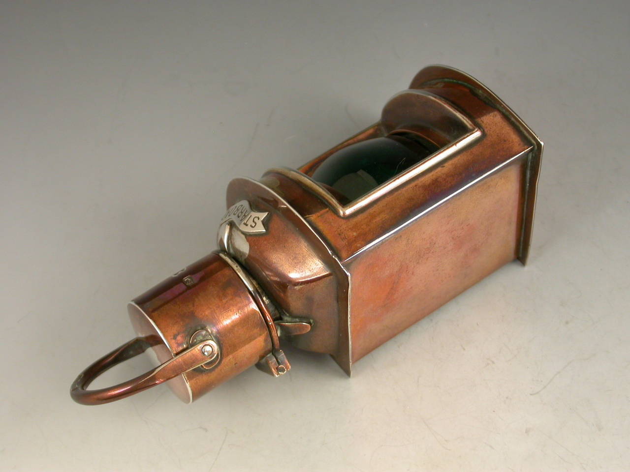 English Victorian Novelty Silver Ship's Starboard Lantern Table Lighter