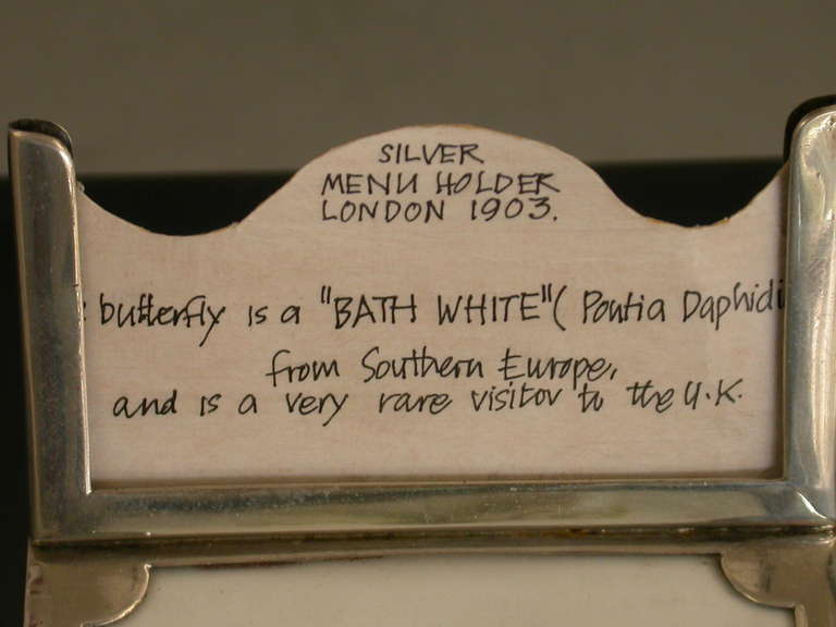 Edwardian Silver Mounted Denton's Patent Butterfly Tablet Menu Holder In Good Condition In Sittingbourne, Kent