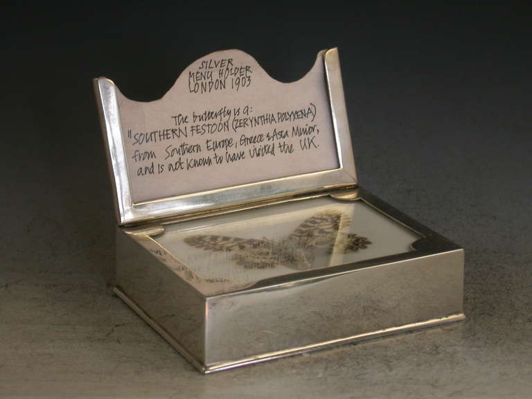 Edwardian Silver Mounted Denton's Patent Butterfly Tablet Menu Holder 4