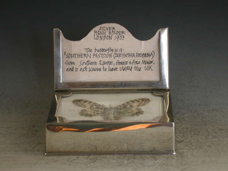 Edwardian Silver Mounted Denton's Patent Butterfly Tablet Menu Holder 5