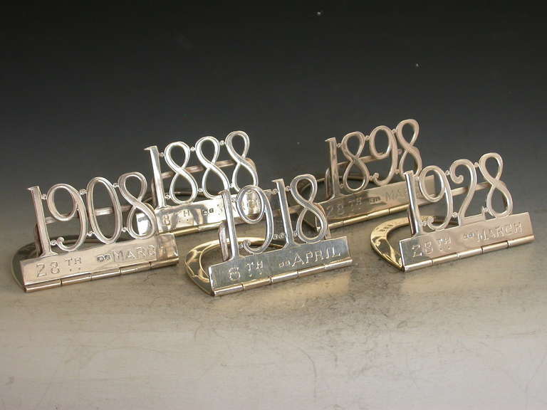 Set 5 George V Silver Pierced Dates Menu Holders